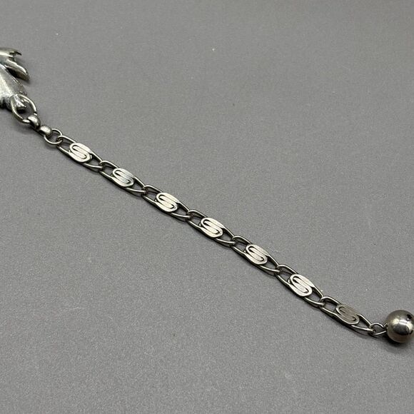 Vintage Lisner Silvertone Leaf Necklace Mid Century Modern Brushed Choker 17” - Picture 7 of 11